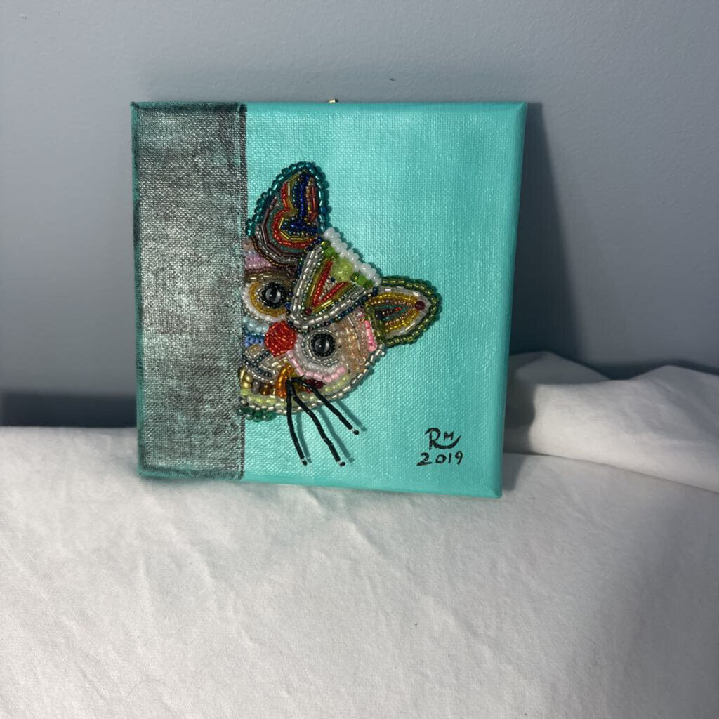 Beaded Kitty Kat Art
