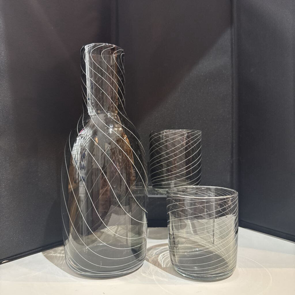 Black Striped Decanter Set
