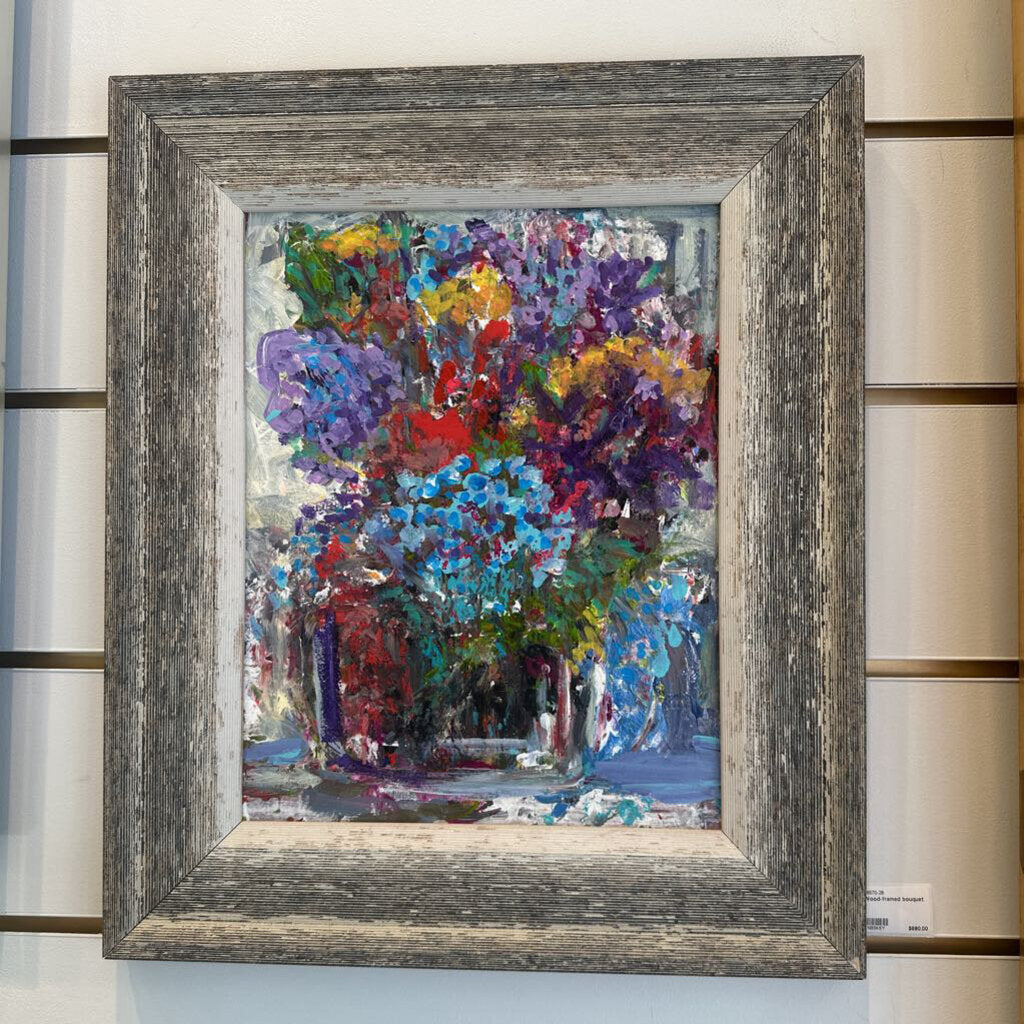 Wood-framed bouquet