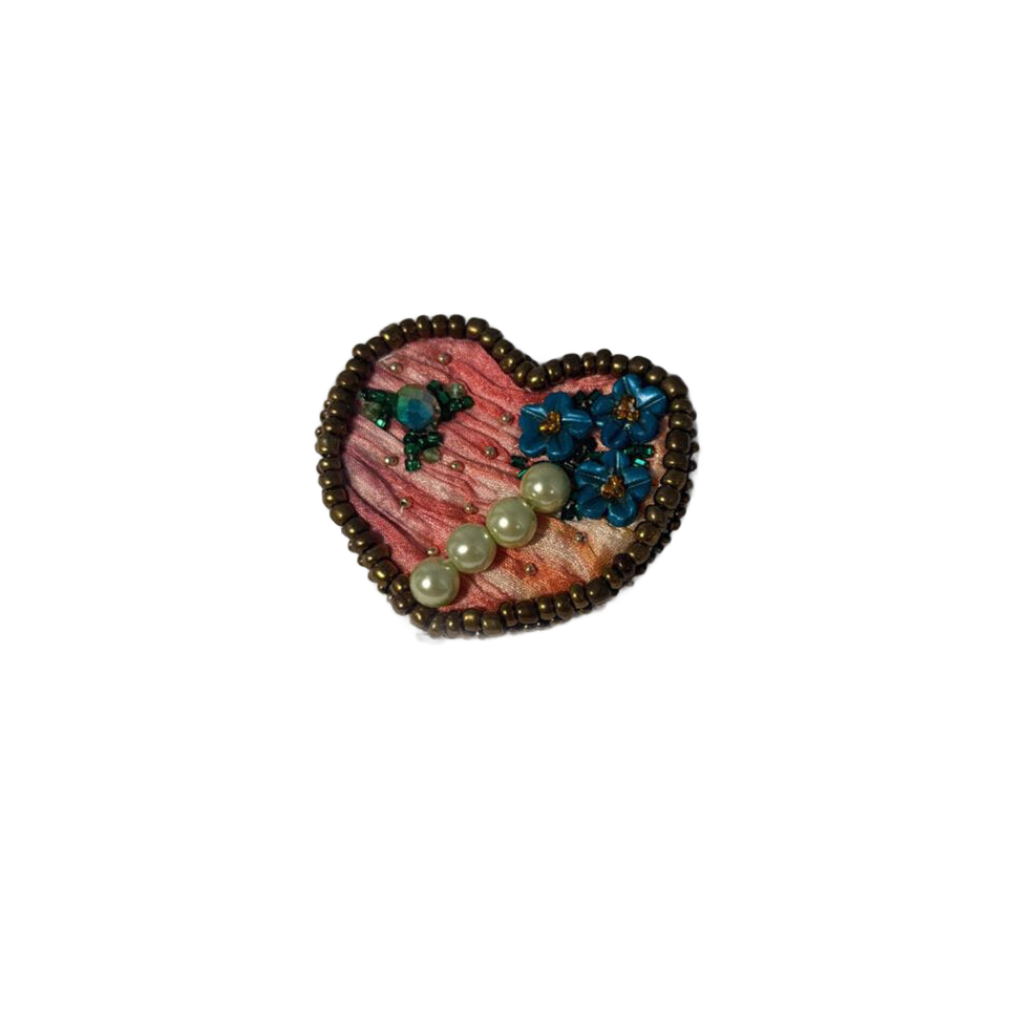 Beaded heart brooch