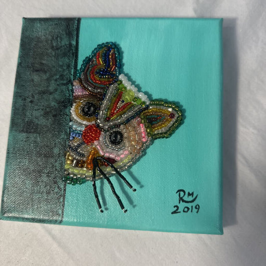 Beaded Kitty Kat Art