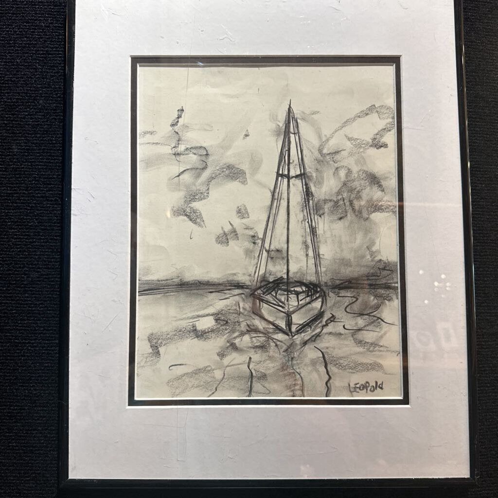 Sailboat - Charcoal and Ink