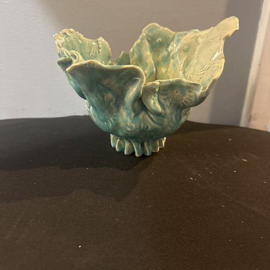 turquoise wavy bowl