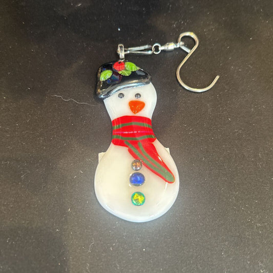 Fused Glass Snowman Ornament