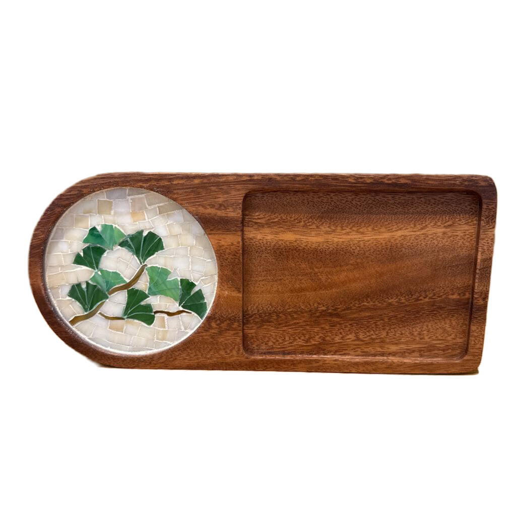 11x5 Ginco Leaves Mosiac Coaster Tray