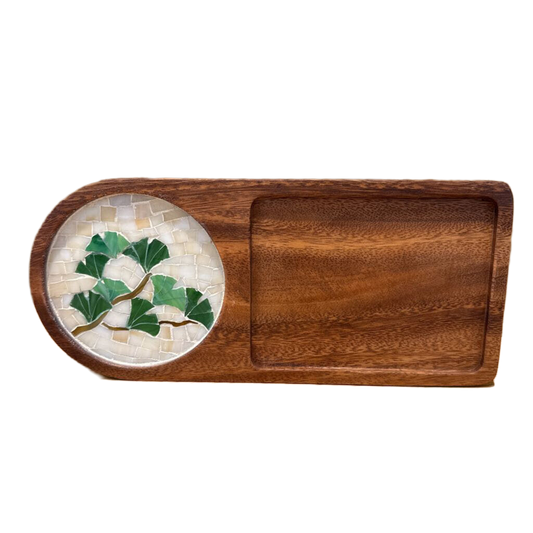 11x5 Ginco Leaves Mosiac Coaster Tray