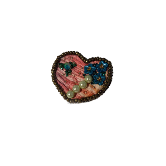 Beaded heart brooch