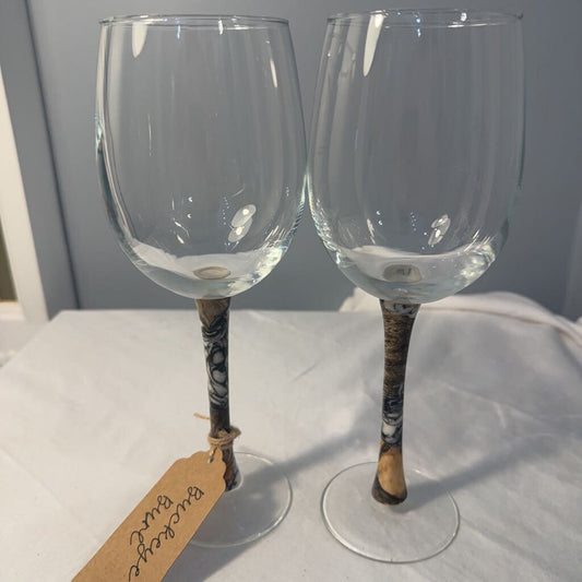 Wood-Stemmed Wine Glass Pair (2)