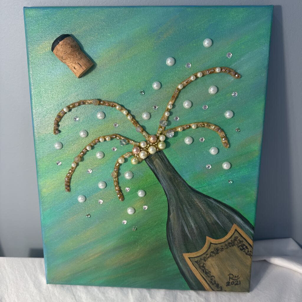 Beaded Champagne Painting